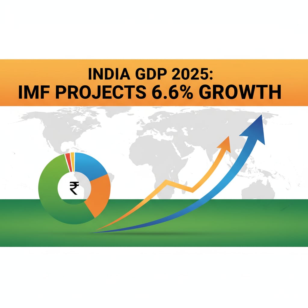 India’s GDP 2025 growth chart showing 6.6% rise as per IMF report.